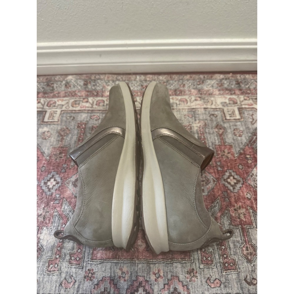 Earth Origins Grey Leather Slip On Loafers Metallic Bronze Zip Shoes Mens 11 - Picture 5 of 5